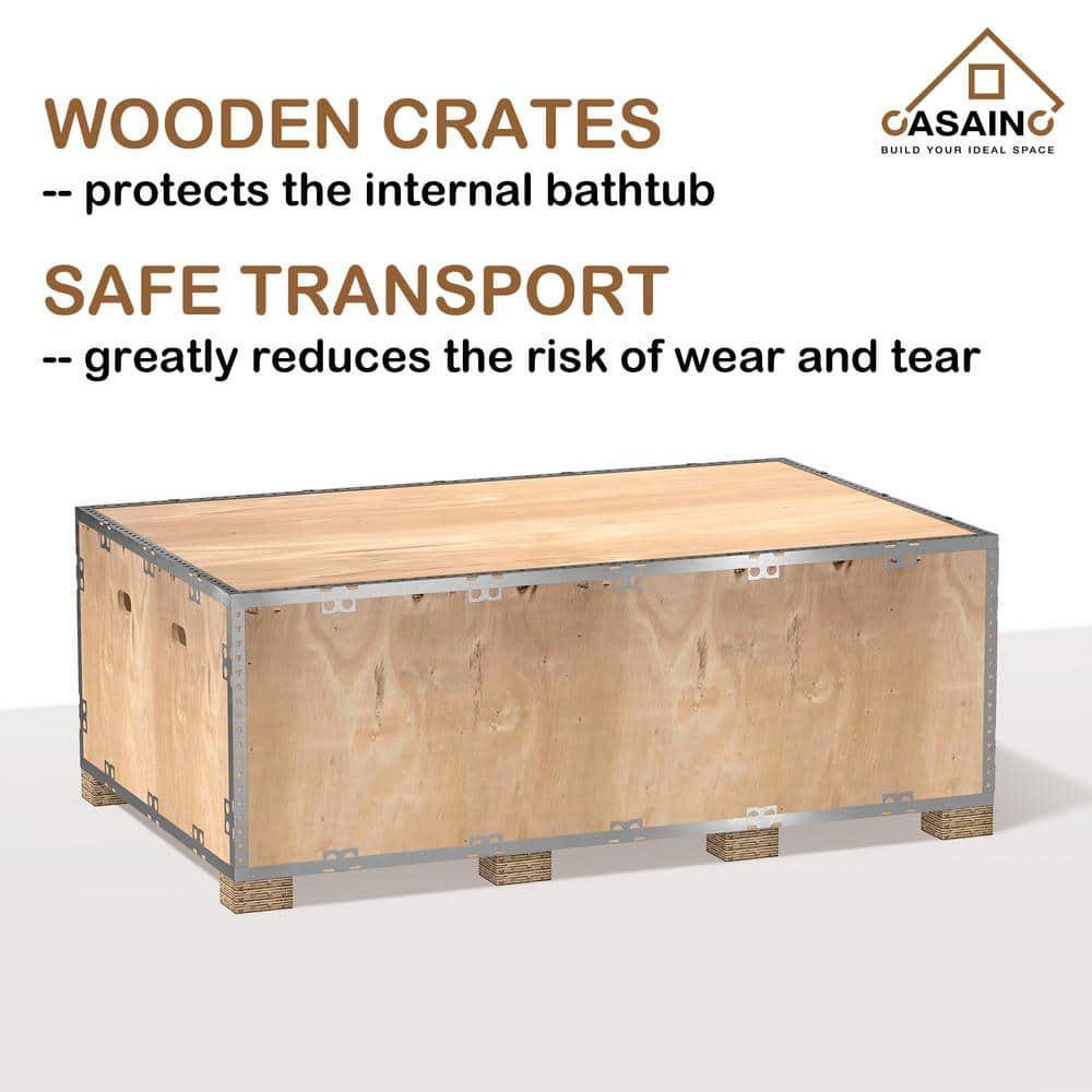 CASAINC Monaco 67 inch White Big Freestanding Stone Solid Surface Bathtub CA-MJ39327