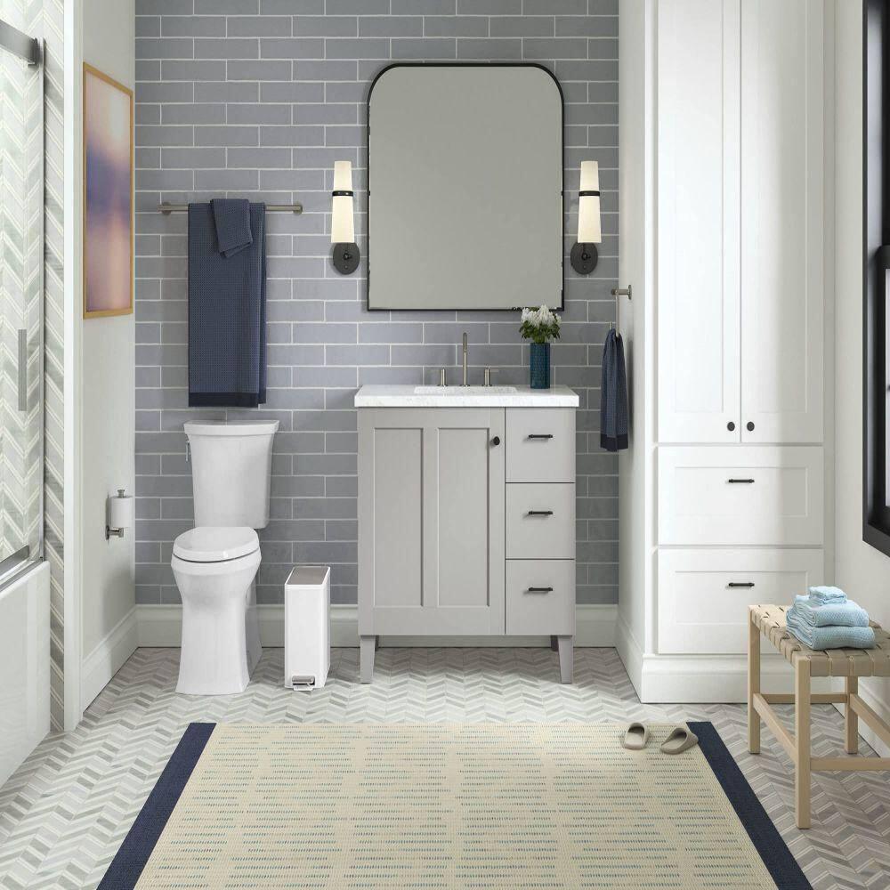 Reset 2.5-Gallon Bathroom Trash Can, Slim Stainless Steel Step Trash Can with Quiet-Close Lid