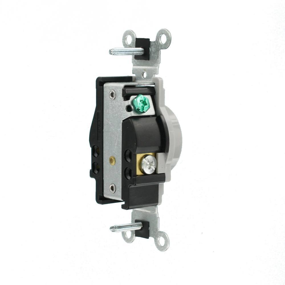 Leviton Commercial Grade, Grounding, 15 Amp, 125 Volt, 2P, 3W, Narrow Body Single Receptacle, Straight Blade, Tamper Resistant, T5015-GY, Gray