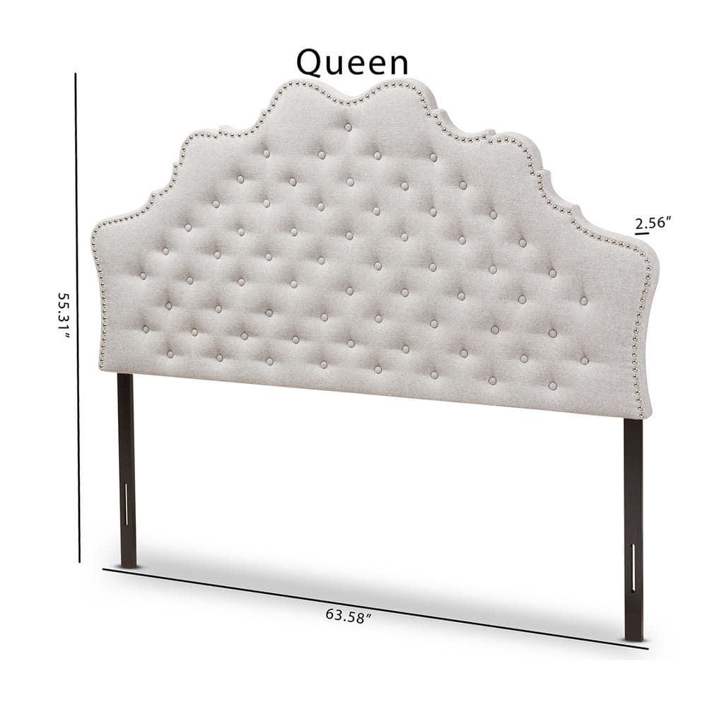 Queen Hilda Modern and Contemporary Fabric Headboard Beige - Baxton Studio: Nailhead Trim, Button-Tufted, Wood Composite