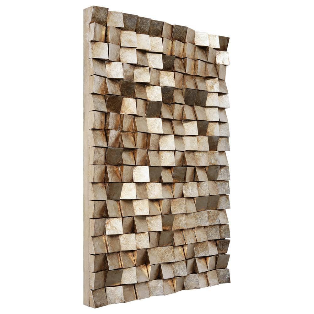 Empire Art Direct Textured 1 Metallic Hand Painted 3D Rugged Wooden Blocks Wall Art, 48" x 30"