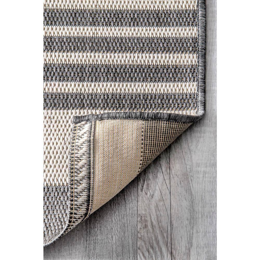 Nuloom Robin Striped 6x9 Indoor/Outdoor Area Rug for Living Room Patio Deck Front Porch Kitchen, Light Grey/Ivory