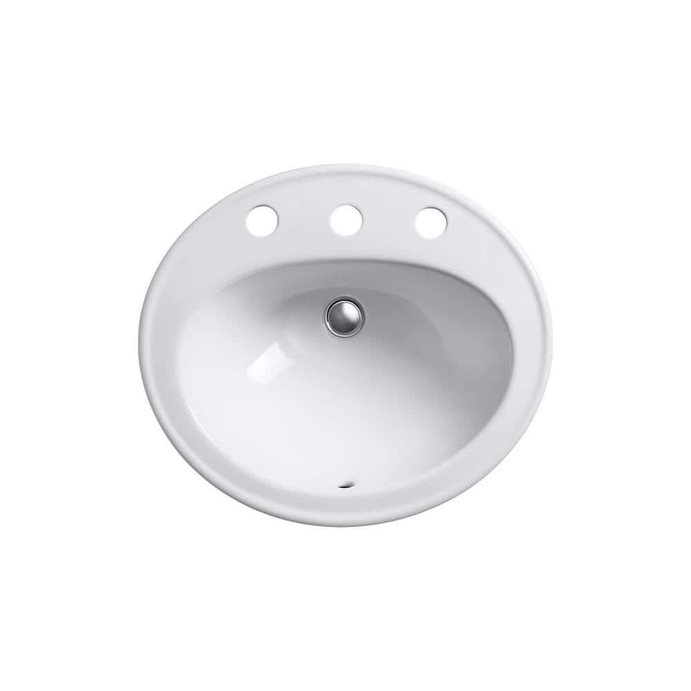Pennington Ceramic Oval Drop-In Bathroom Sink with Overflow