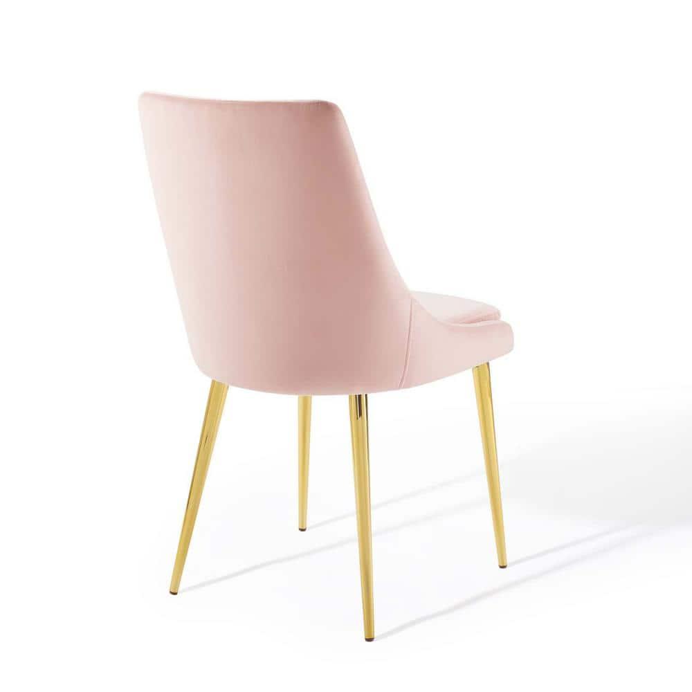 Modway Viscount 19" Modern Performance Velvet Dining Chair in Pink