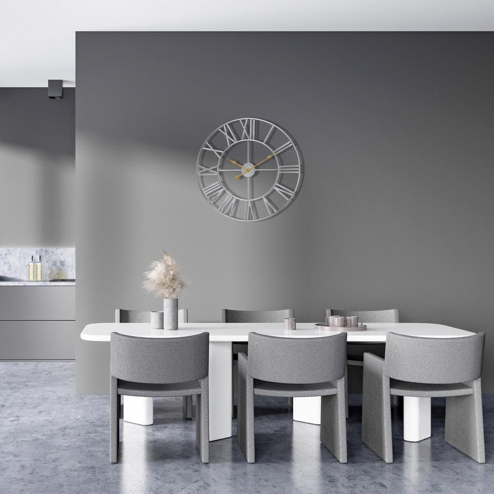 Sorbus Large Wall Clock for Living Room Decor - Roman Numeral Wall Clock for Kitchen - 16 inch Wall Clock Decorative (Silver)