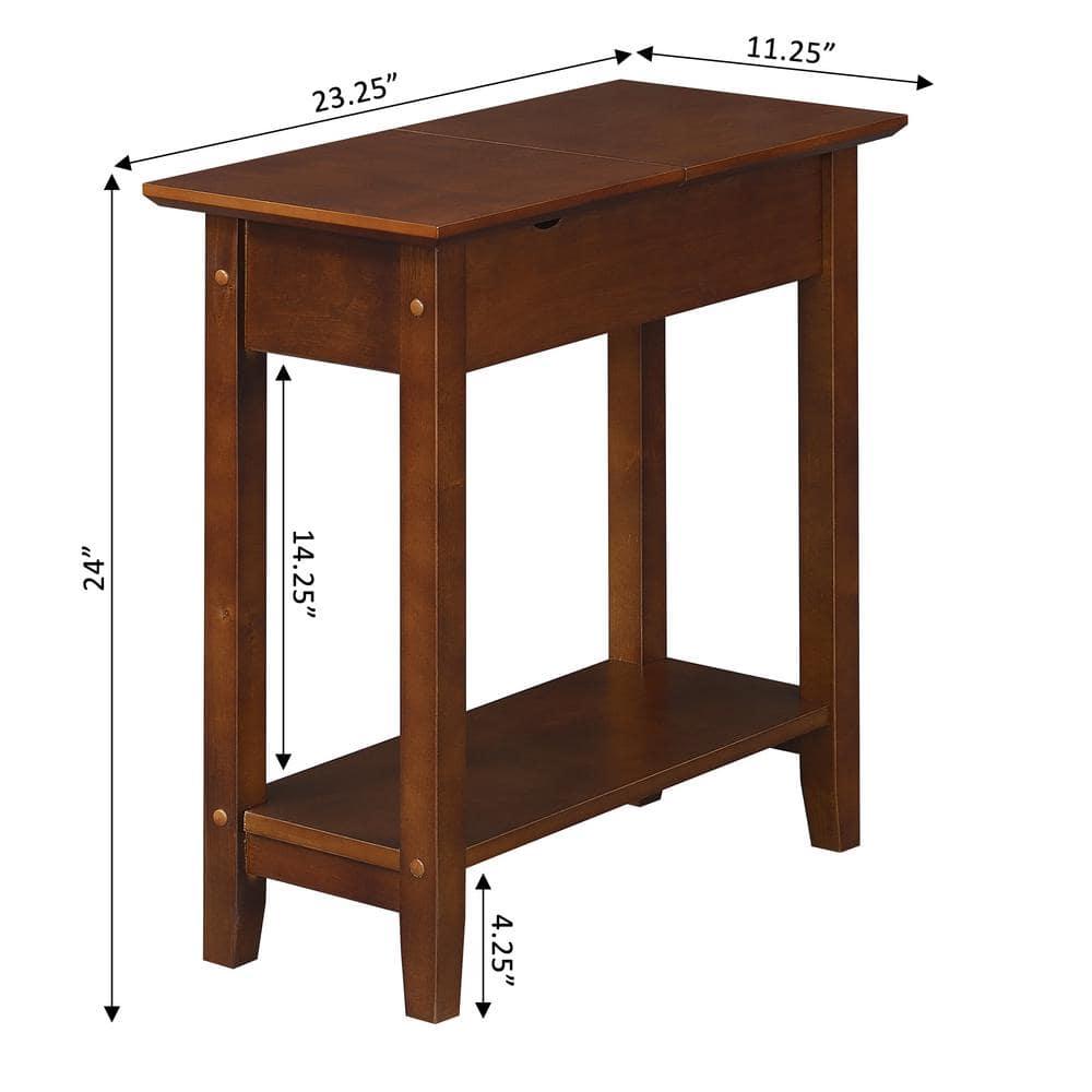 Convenience Concepts American Heritage Flip Top End Table with Charging Station and Shelf, Espresso