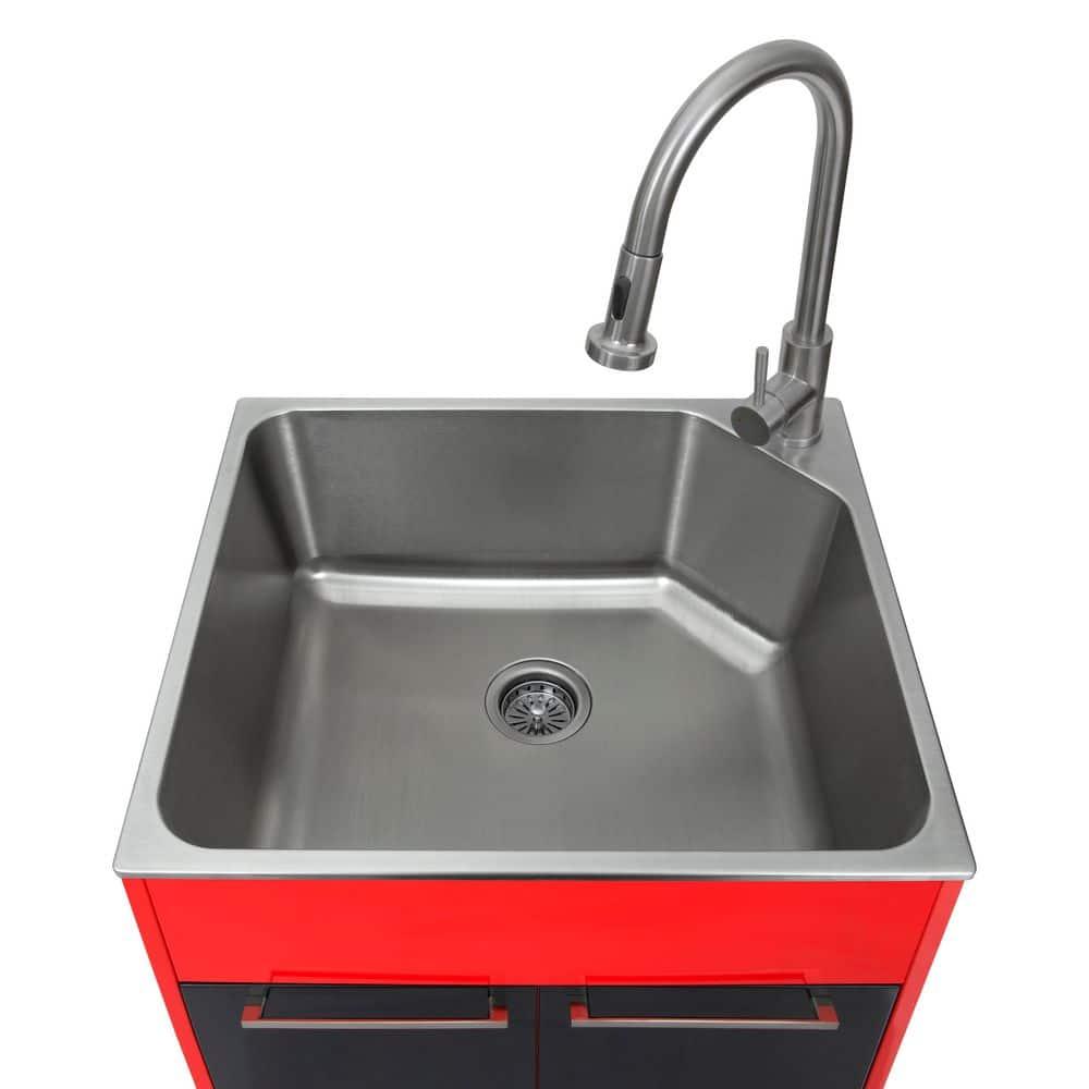 All-In-One 24.1" L x 21.3" W Free Standing Laundry Sink with Faucet