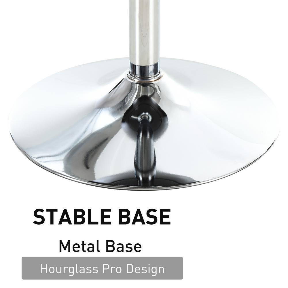 HOMCOM 24.5" Round Cocktail Bar Table Metal Base Tall Bistro Pub Desk Adjustable Counter Height Black Silver