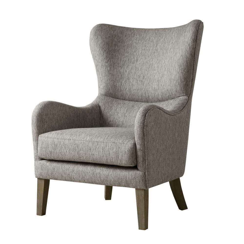 Aria Swoop Upholstered Wing Chair Gray - Madison Park: Comfortable Armchair, Polyester Fabric