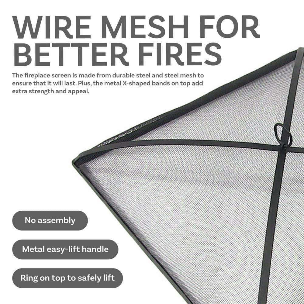 SunnyDaze Decor Square Steel Mesh Black Fire Pit Spark Screen Cover