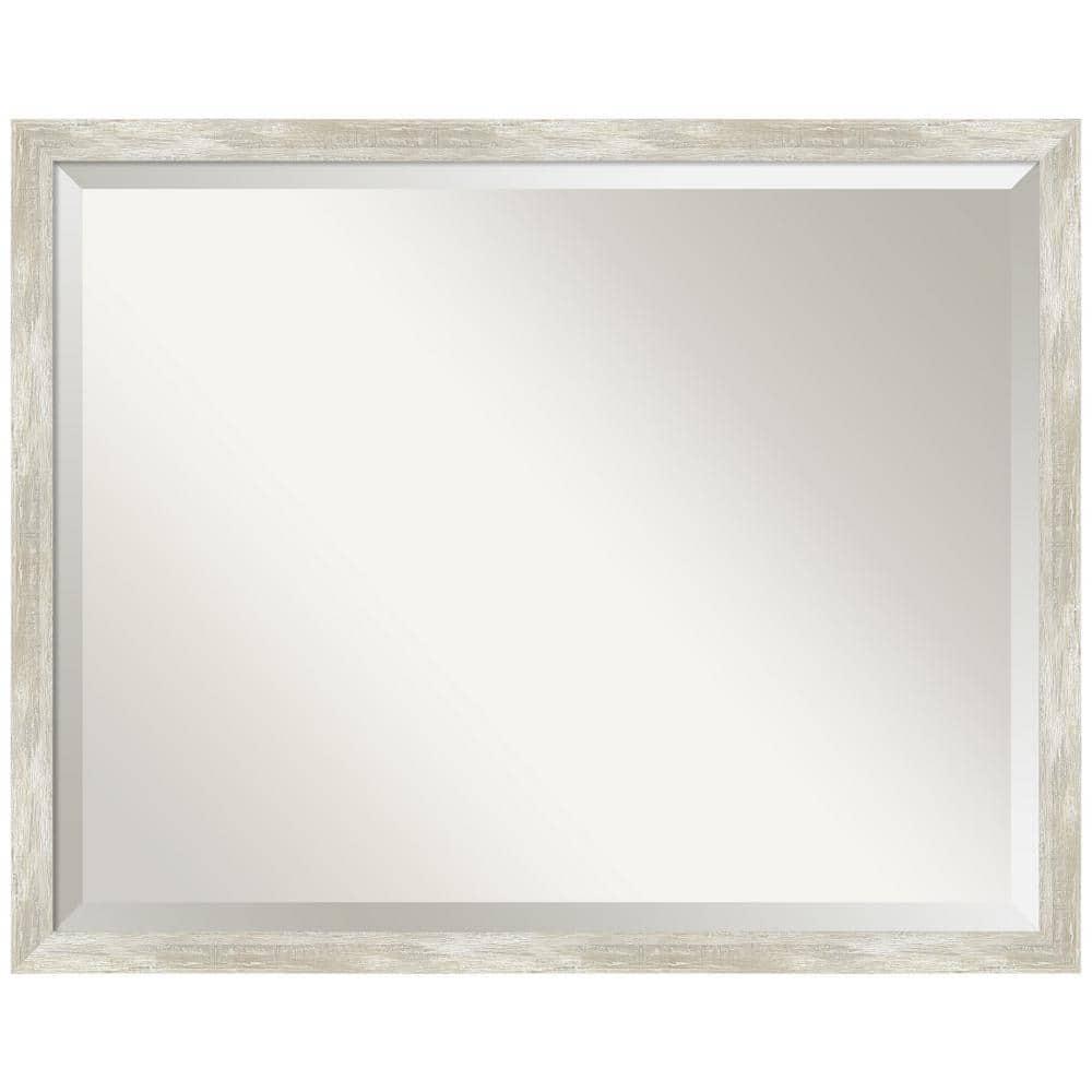 30" x 24" Crackled Narrow Framed Bathroom Vanity Wall Mirror Metallic - Amanti Art: Modern Rectangle, Beveled, Wall Mount