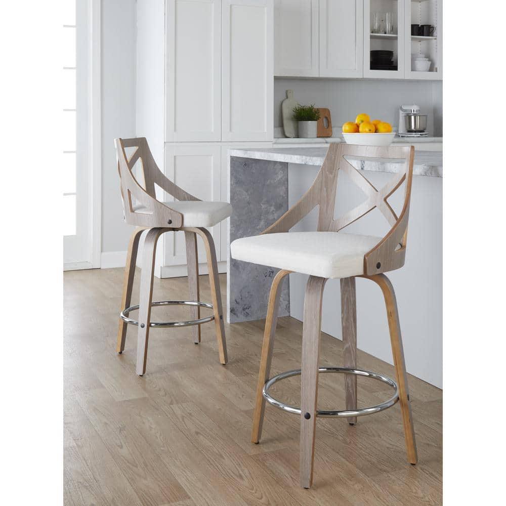 LumiSource Grey Charlotte 26" Fixed-Height Counter Stool - Set of 2