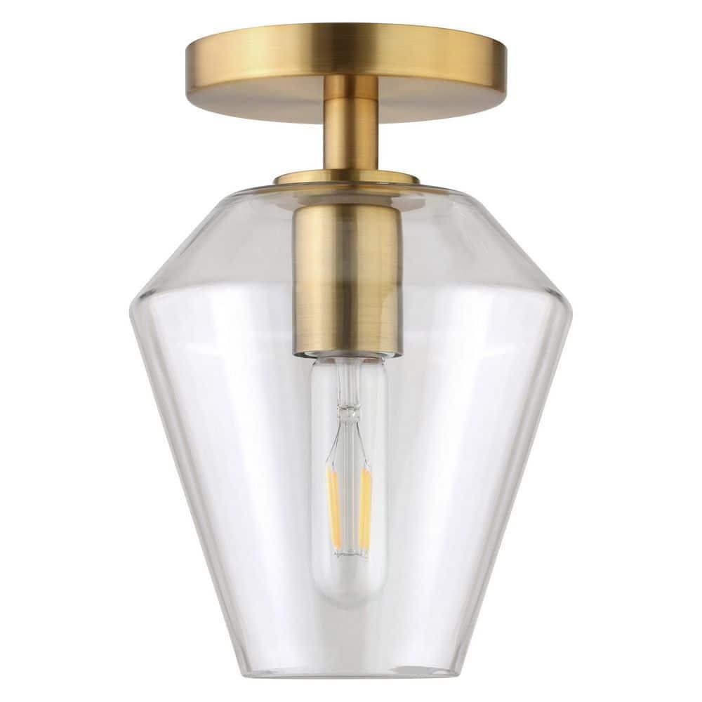 Evelyn&Zoe 7" Gold Semi Flush Mount