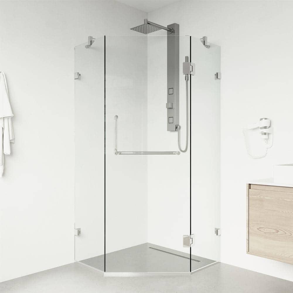VIGO Piedmont 34" W x 34" D x 73" H Hinged Frameless Shower Enclosure with 3/8  Clear Glass VG6062CHCL36
