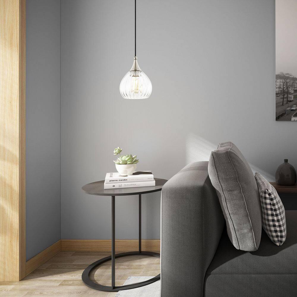 Livex Lighting 7" 1-Light Clear Glass & Metal Single Pendant in Brushed Nickel