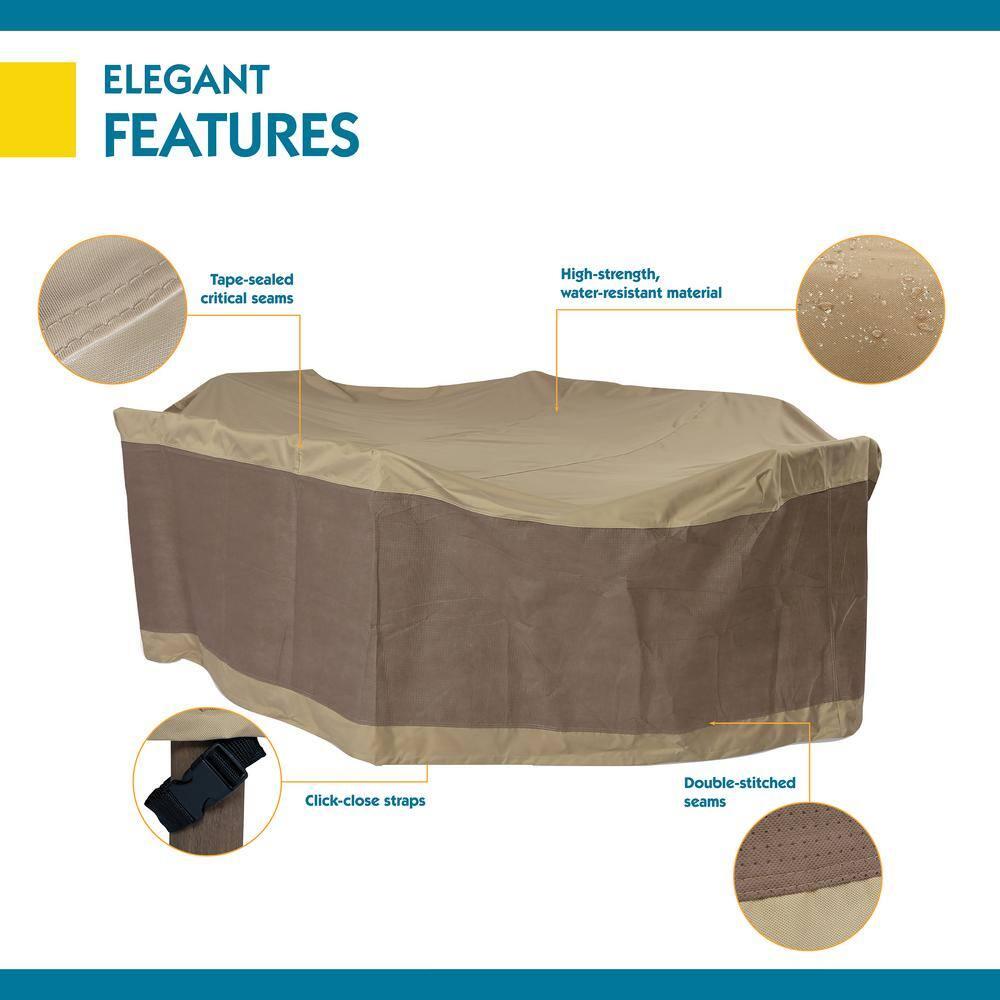 Duck Covers Elegant Waterproof 96 Inch Rectangular/Oval Patio Table & Chair Set Cover