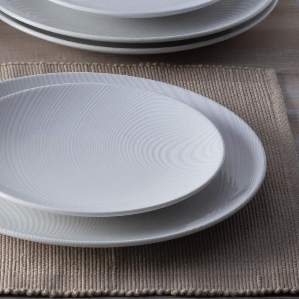 Noritake Colorscapes White-on-White Dune Coupe Dinner Plates, 11"