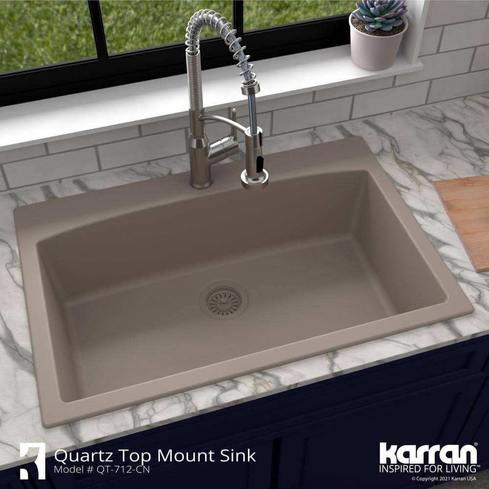 Karran Karran Drop-in Quartz Composite 33'' X 22'' 1-Hole Single Bowl Kitchen Sink QT-712-CN