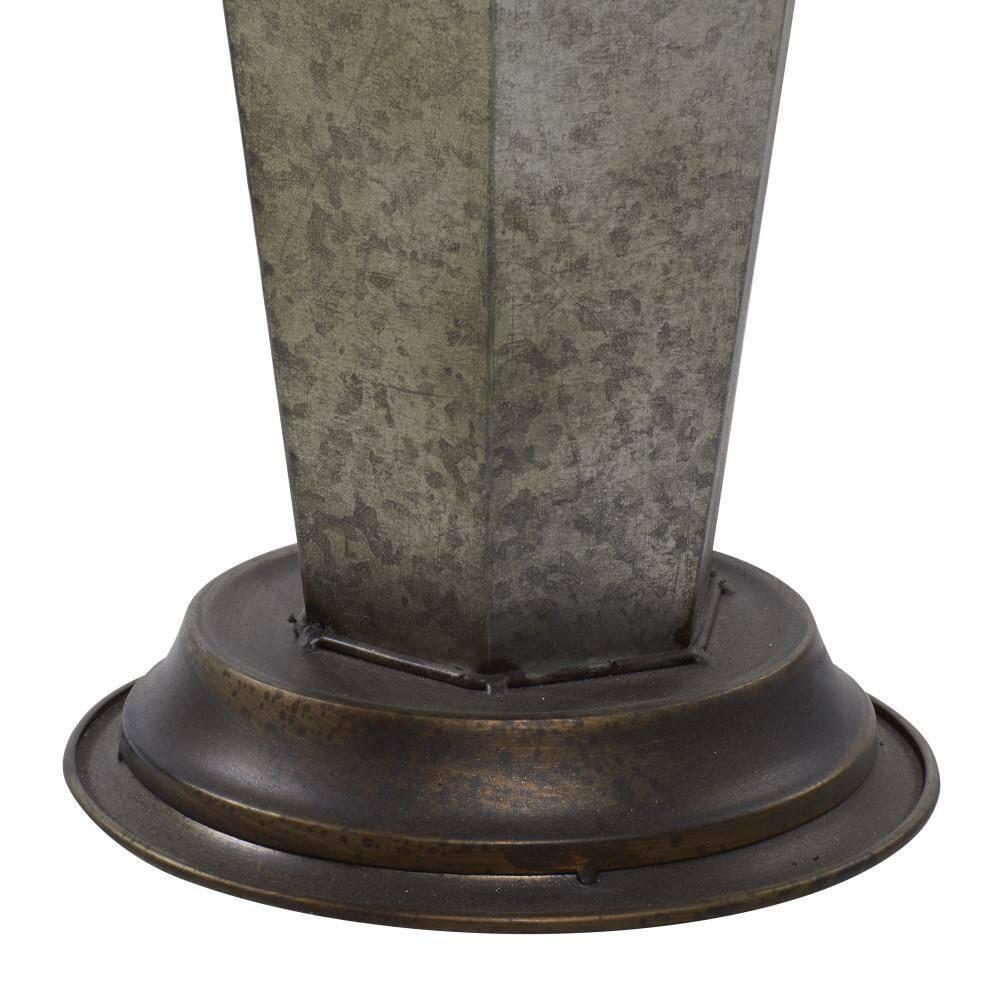 DecMode Gray Metal Galvanized Umbrella Stand with Copper Base and Handle