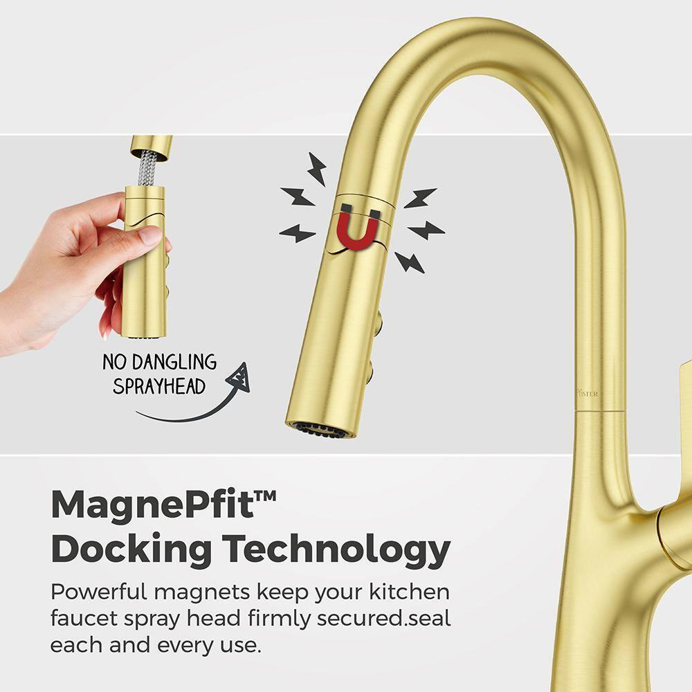 Ceylon Single Handle Culinary Pull Down Sprayer Kitchen Faucet in Brushed Gold