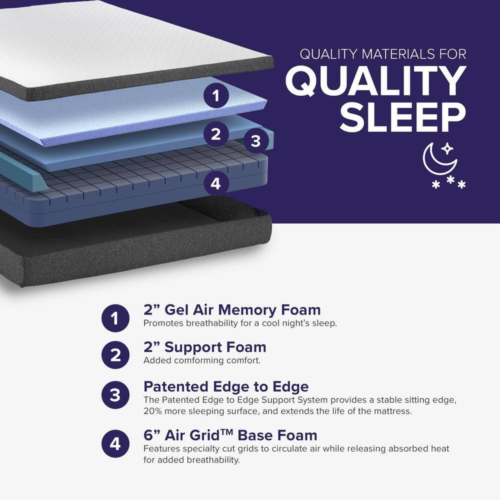 Blissful Nights e3 Twin XL Adjustable Bed Base Frame with 10" Medium Firm Gel Infused Memory Foam Mattress