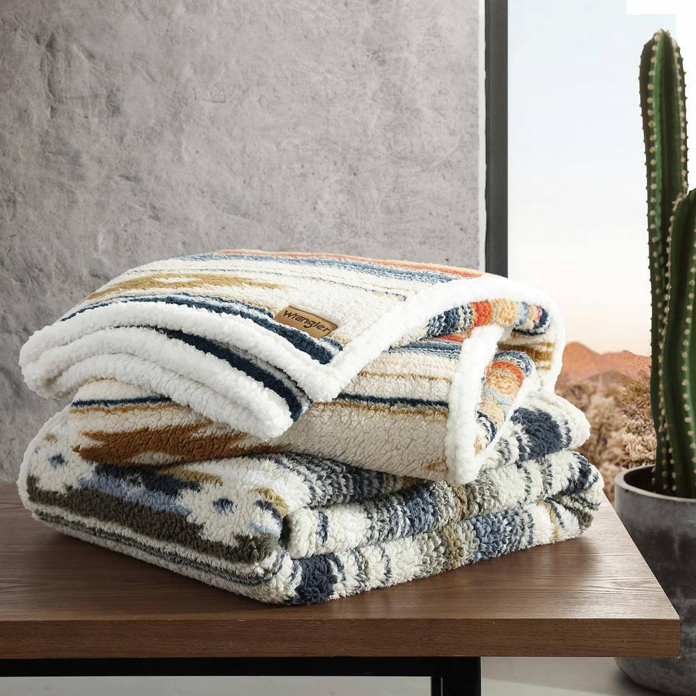 Wrangler Wrangler Printed Plush Sherpa Throw Blankets