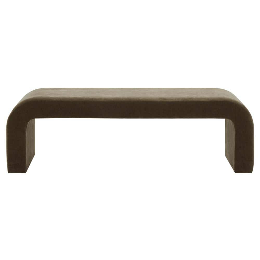 SAFAVIEH Couture Caralynn Solid Velvet Modern Bench, Dark Olive Green