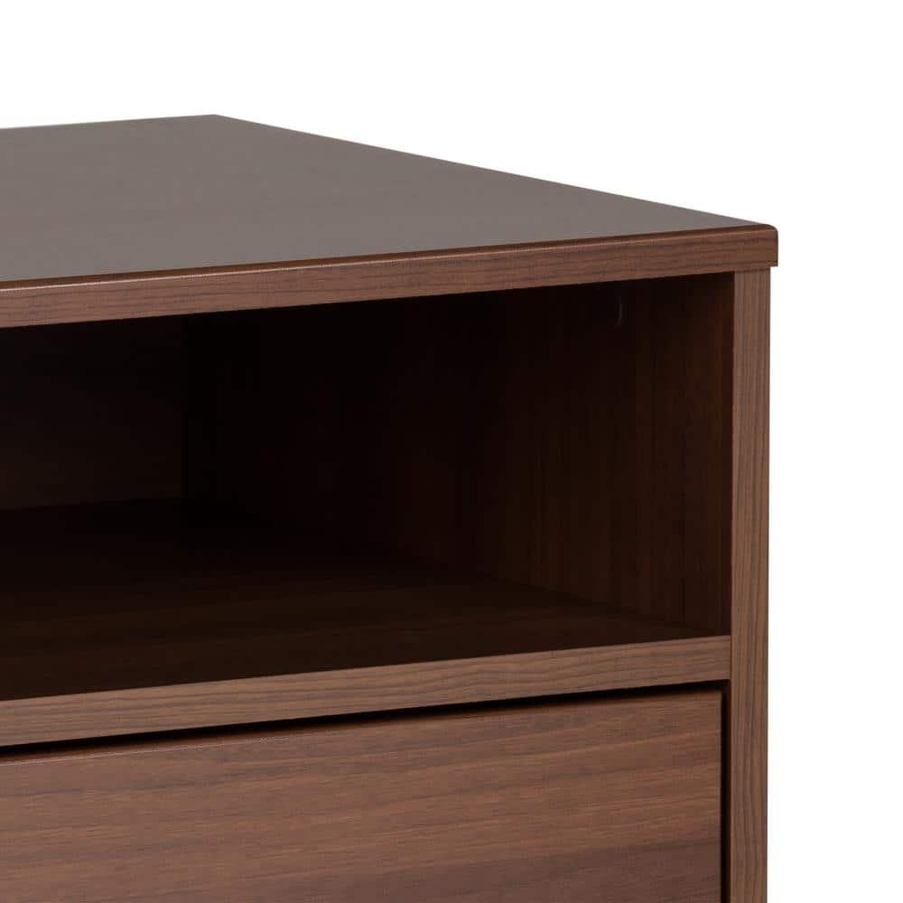 Prepac Milo Mid-Century Modern 2 Drawers Tall Nightstand with Shelf Cherry: Laminated, MDF, Metal Hardware