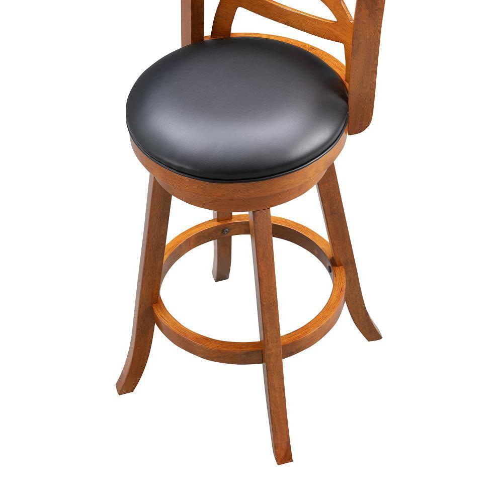 Boraam 24" Seina Counter Height Barstool Walnut Brown: Mid-Century Modern, Faux Leather Upholstery, Wood Frame