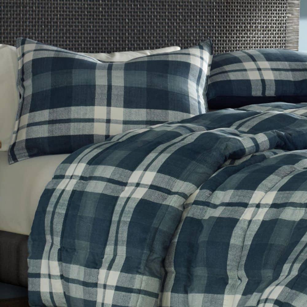 Nautica Crossview Plaid Microsuede Blue Comforter Set