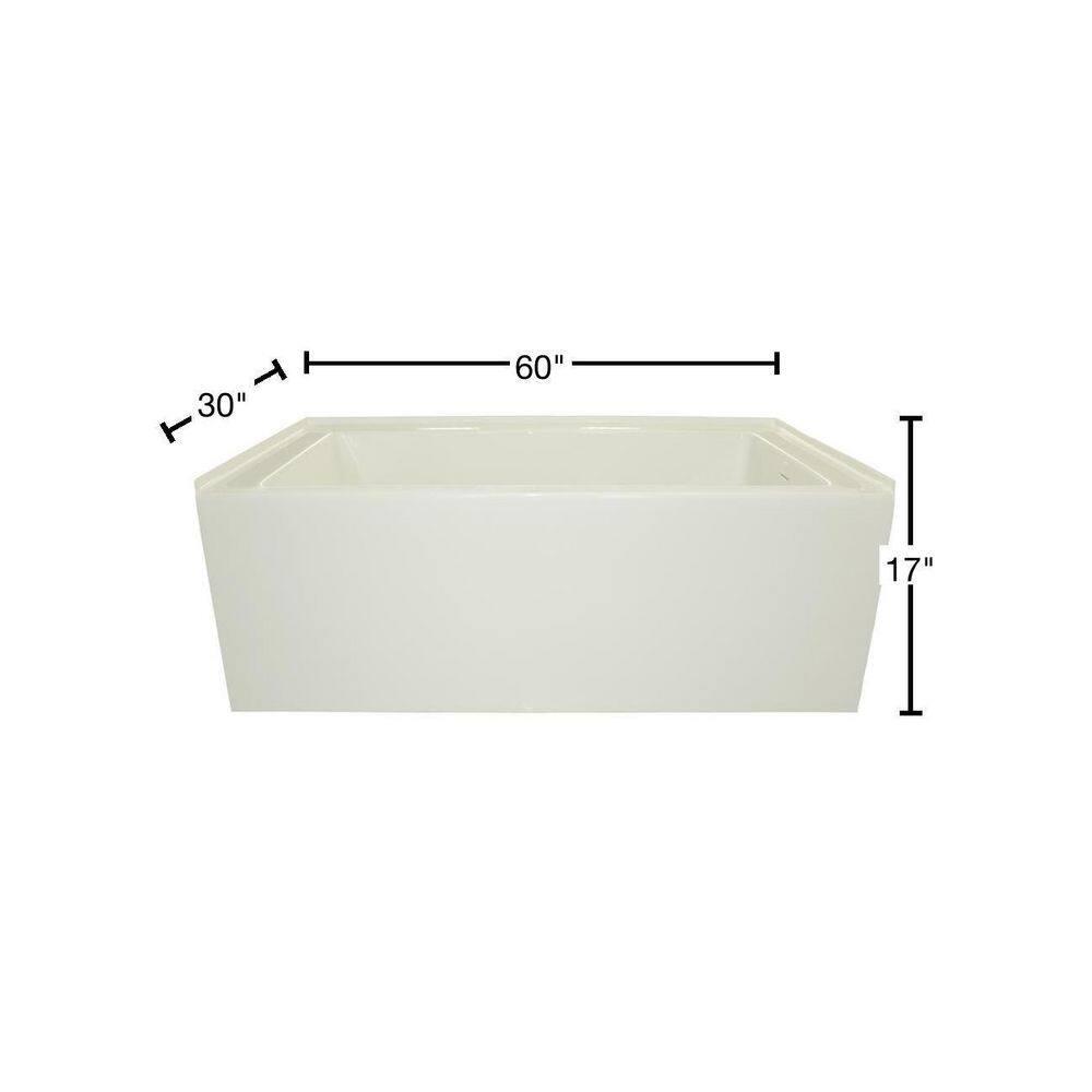 Designer Sydney 60" x 30" Alcove Soaking Acrylic Bathtub