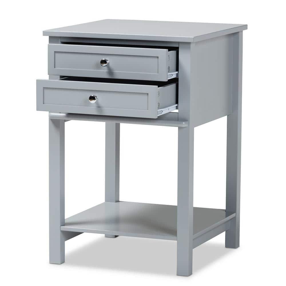 2 Drawer Willow Wood Nightstand -  Baxton Studio