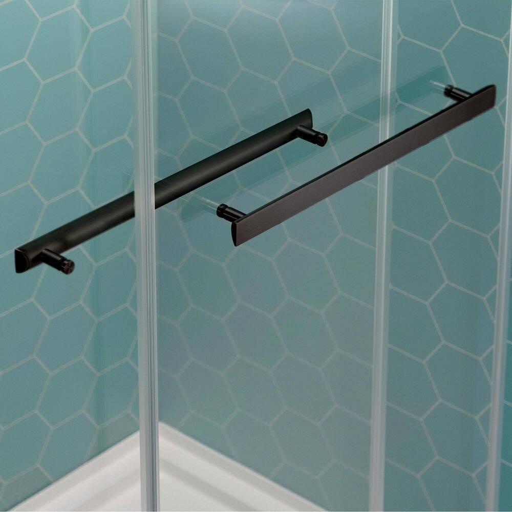 WoodBridge 44-48" W x 80" H Double Sliding Semi- Frameless Shower Door with 5/16"(8mm) Clear Tempered Glass SURFK-4880--BN