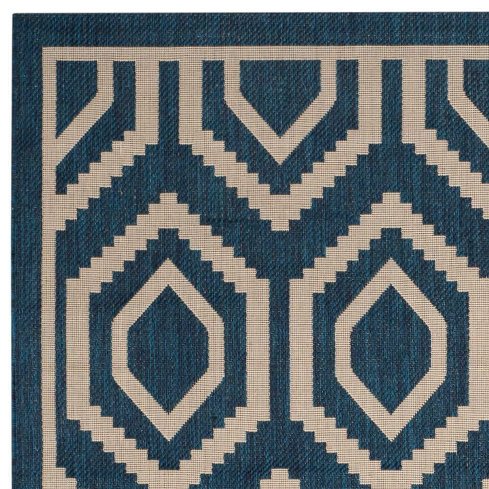 Courtyard CY6902 Power Loomed Indoor and Outdoor Area Rug - Navy/Beige - 9'x12' - Safavieh
