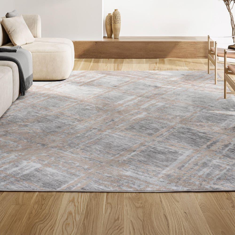 JONATHAN Y Slant Modern Abstract Beige/Gray 8 ft. x 10 ft. Area Rug