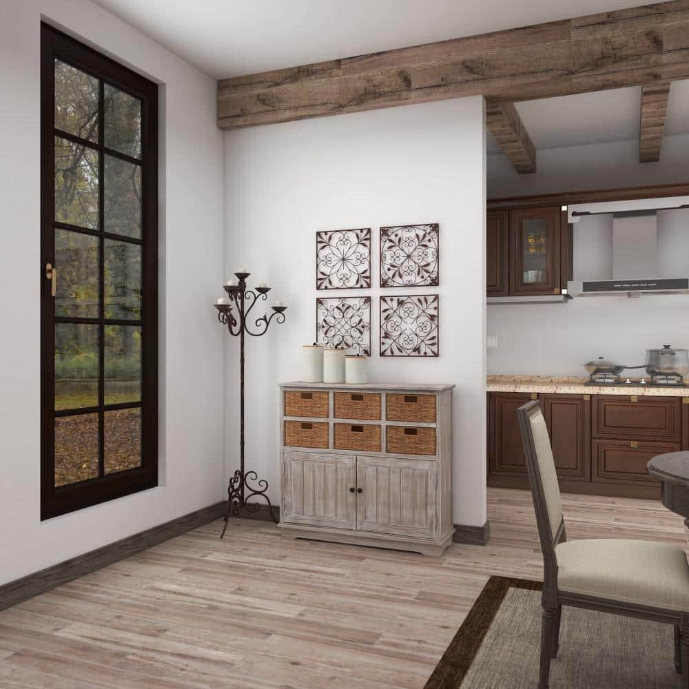 DecMode Rustic Brown Square Metal Wall Décor Set of 4 14"W x 14"H