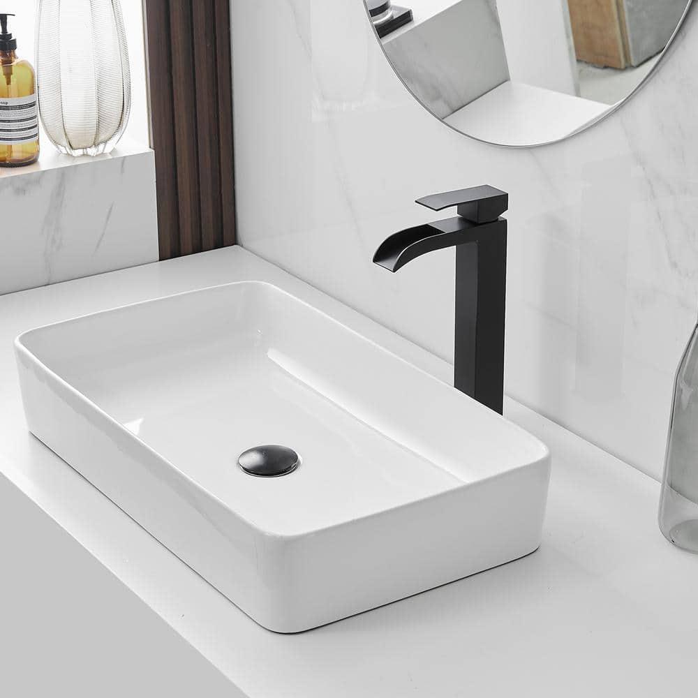 VIBRANTBATH 6009H-Black Vessel Sink Faucet Single-handle Bathroom Faucet with Drain Assembly