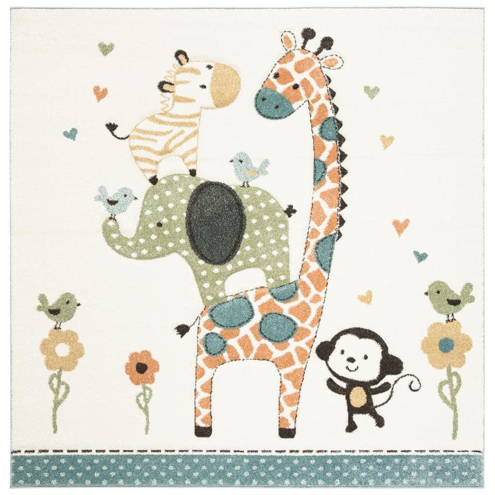 Carousel Kids  CRK120 Loomed Indoor Area Rug - Ivory - 4'x4' - Safavieh