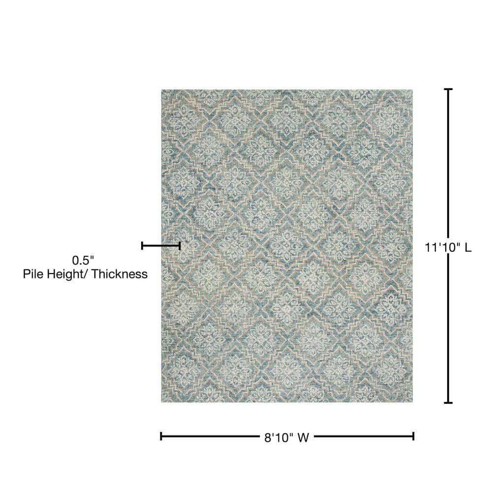 Abstract ABT201 Handmade Indoor Area Rug - Blue/Grey - 9'x12' - Safavieh