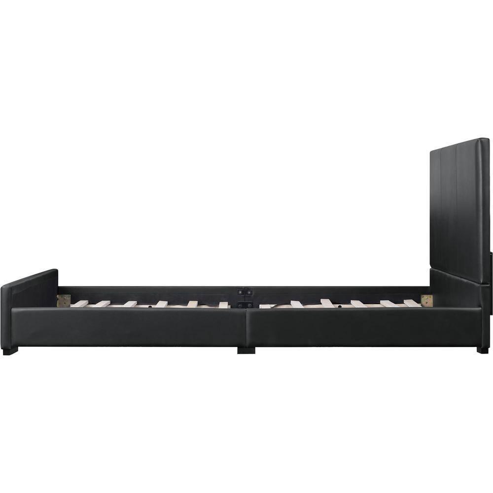 Camden Isle Abbey Platform Bed | Upholstered | Low Profile | King, Black