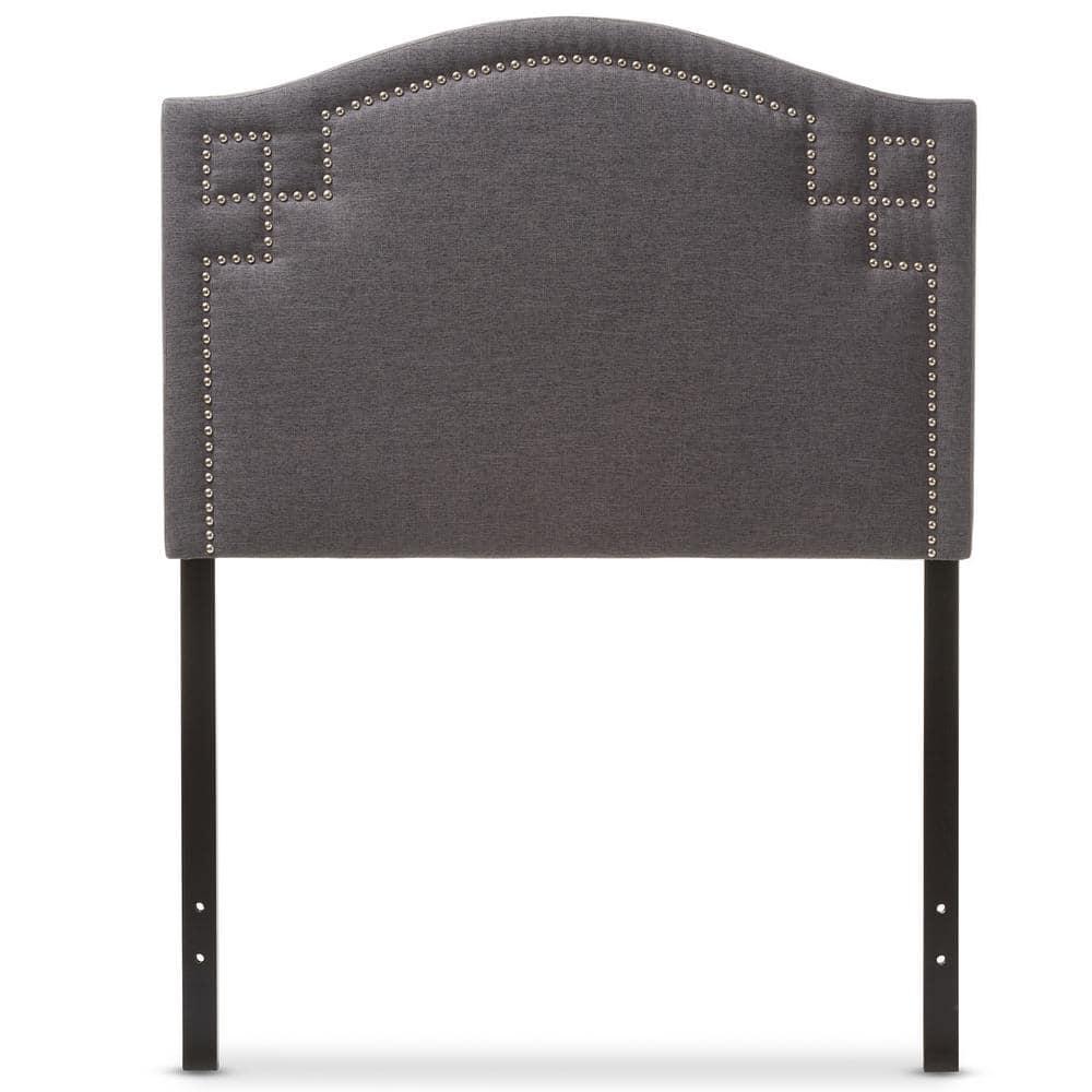 Twin Aubrey Modern And Contemporary Fabric Upholstered Headboard Dark Gray - Baxton Studio: Nailhead Detail, Rubberwood Frame