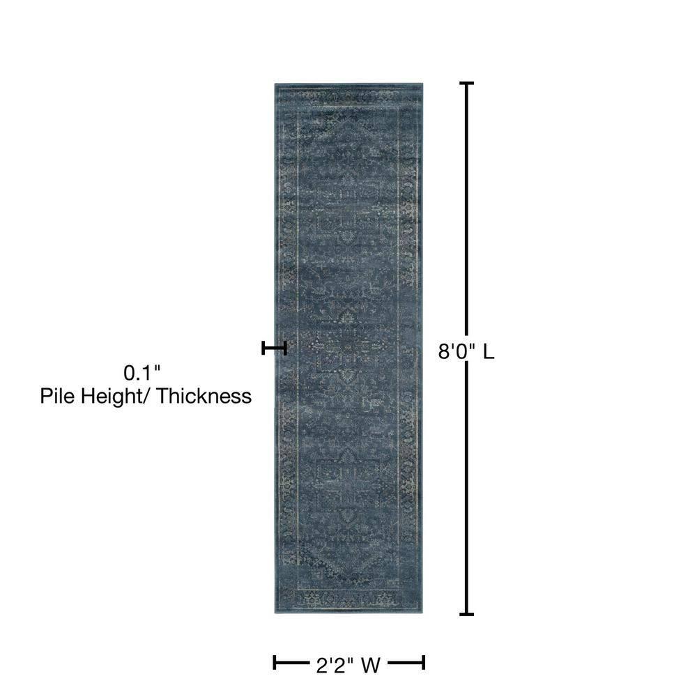Vintage VTG114 Power Loomed Indoor Skid-Resistant Runner Rug - Blue - 2'2"x8' - Safavieh