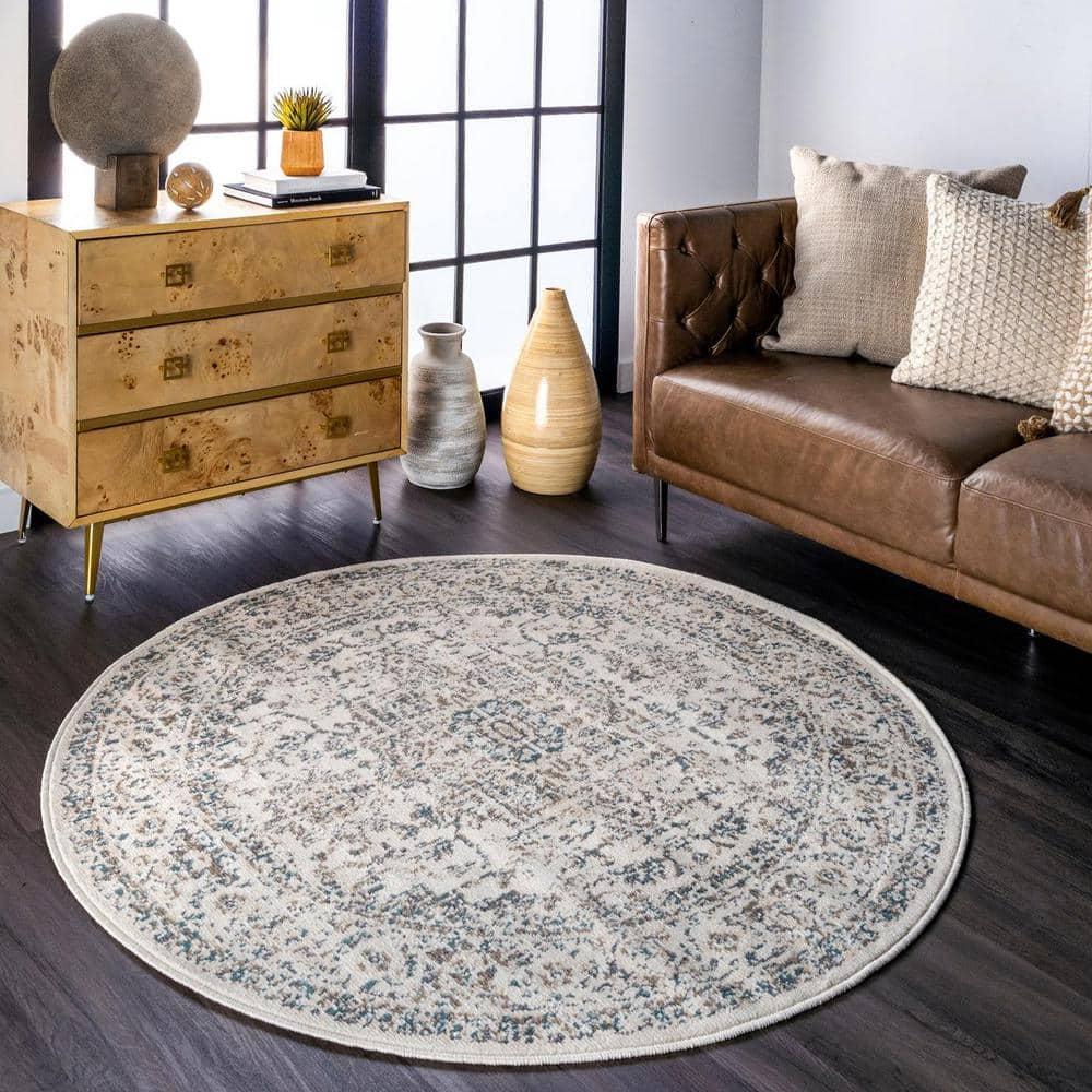 Nuloom Tanith Medallion 2x3 Accent Indoor Area Rug for Living Room Bedroom Dining Room Entryway Kitchen, Cream/Grey