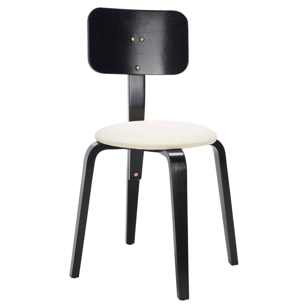 Jo Upholstered Stackable Dining Chair (Set Of 2) - Black/Creme - Safavieh