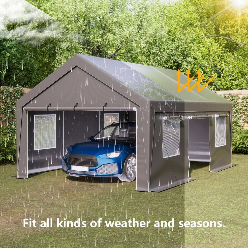 Thanaddo 13 Ft. W x 20 Ft. D Garage Heavy Duty Carport Portable Garage Storage Shed Canopy
