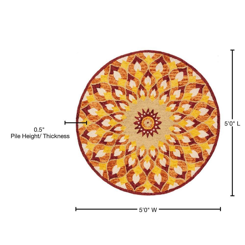 Novelty NOV603 Hand Tufted Area Rug - Rust/Gold - 5' round - Safavieh.