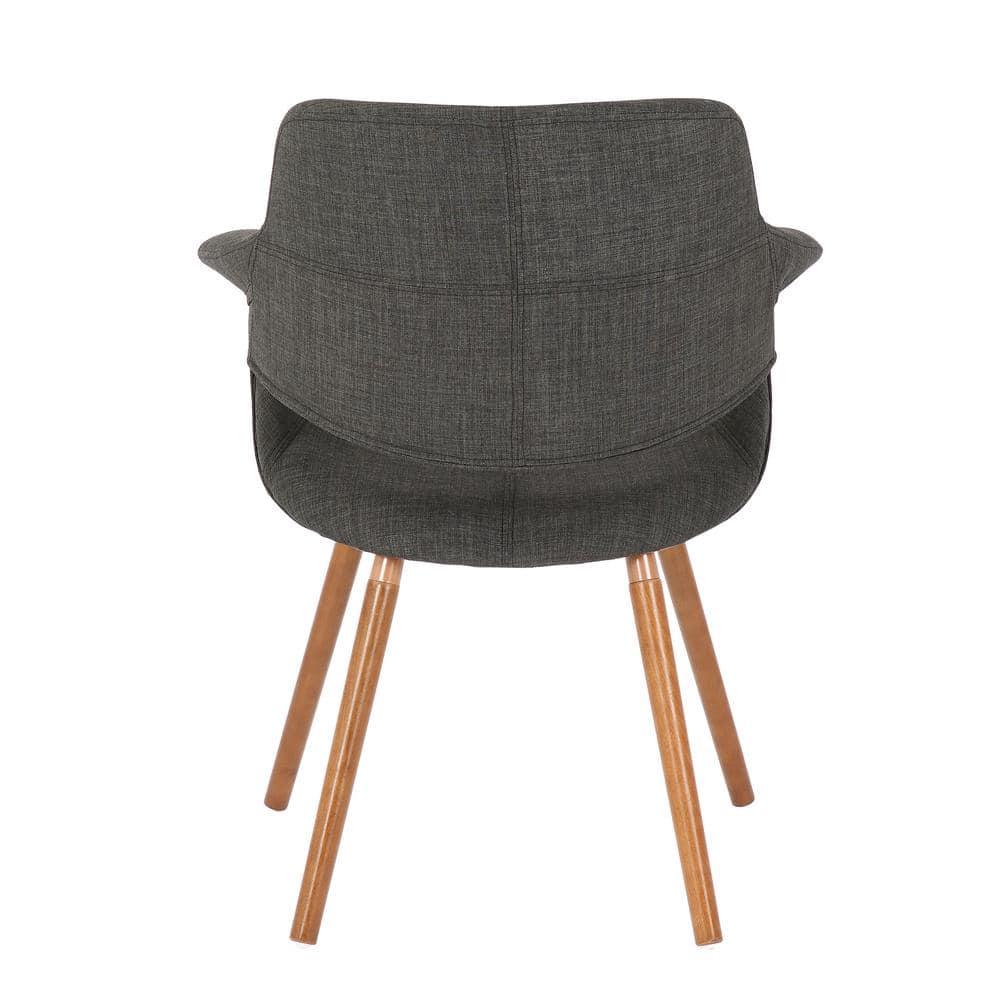LumiSource Vintage Flair Mid-Century Modern Chair Walnut/Charcoal Gray: Polyester Upholstery, Wood Legs, Spot Clean