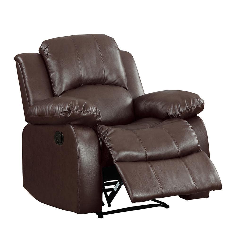 Lexicon Cranley Traditional Faux Leather Reclining Chair in Brown