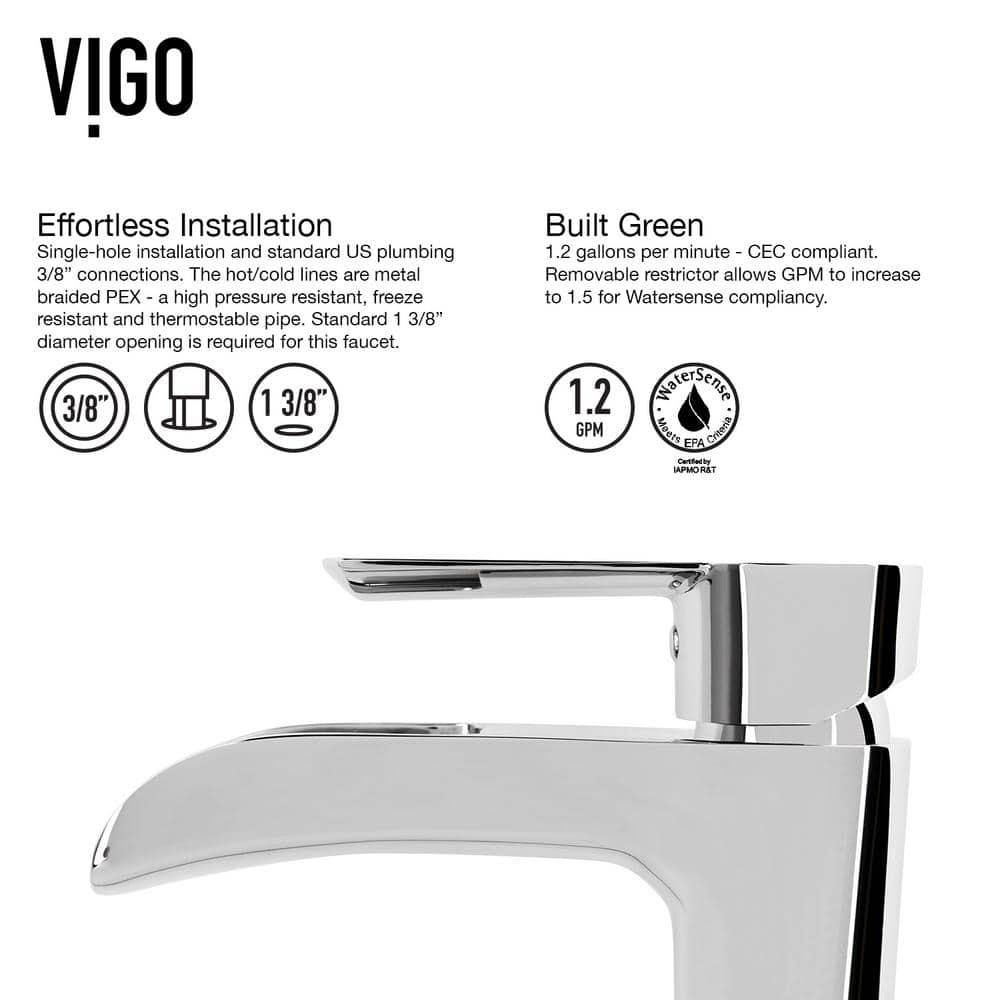 VIGO VGT2037 Starr 15" L x 15" W x 5" H Square White Matte Stone™ Vessel Bathroom Sink with 11" H Faucet