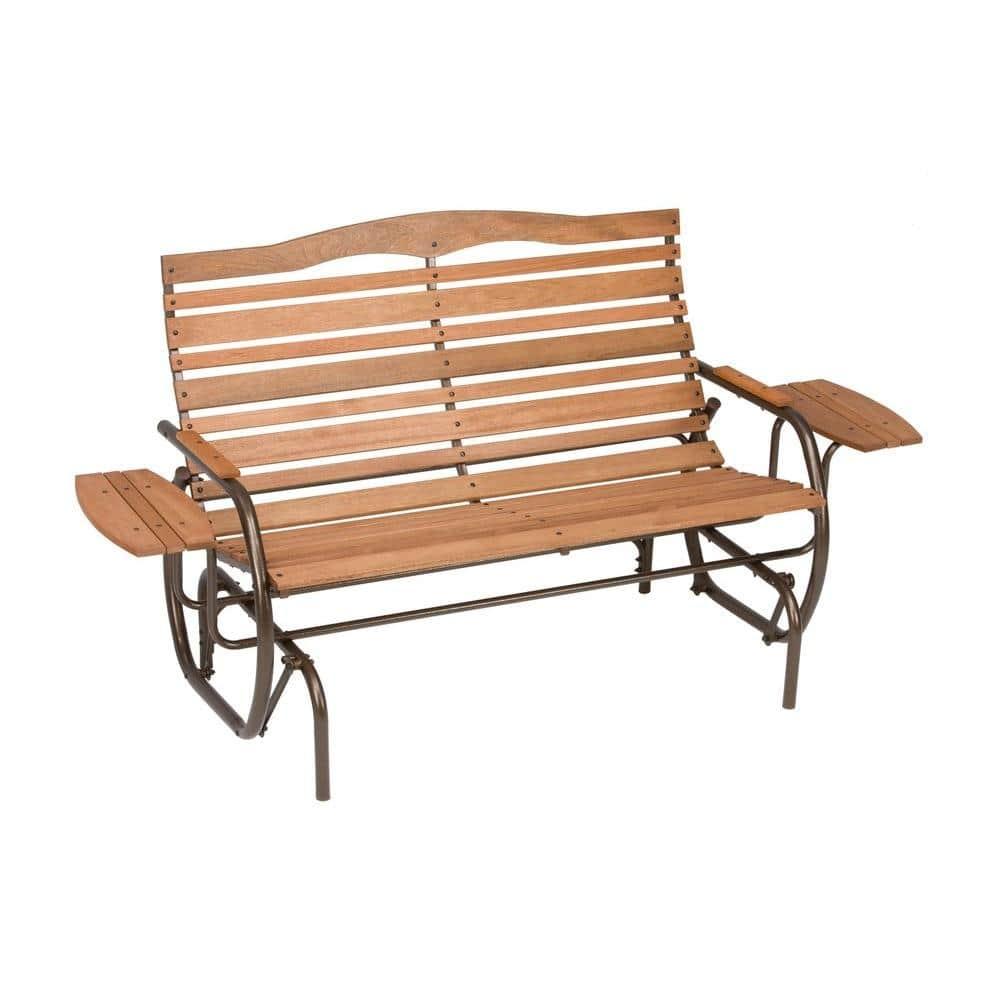 Jack Post Country Garden Glider Bench with Trays in Bronze Steel Frame